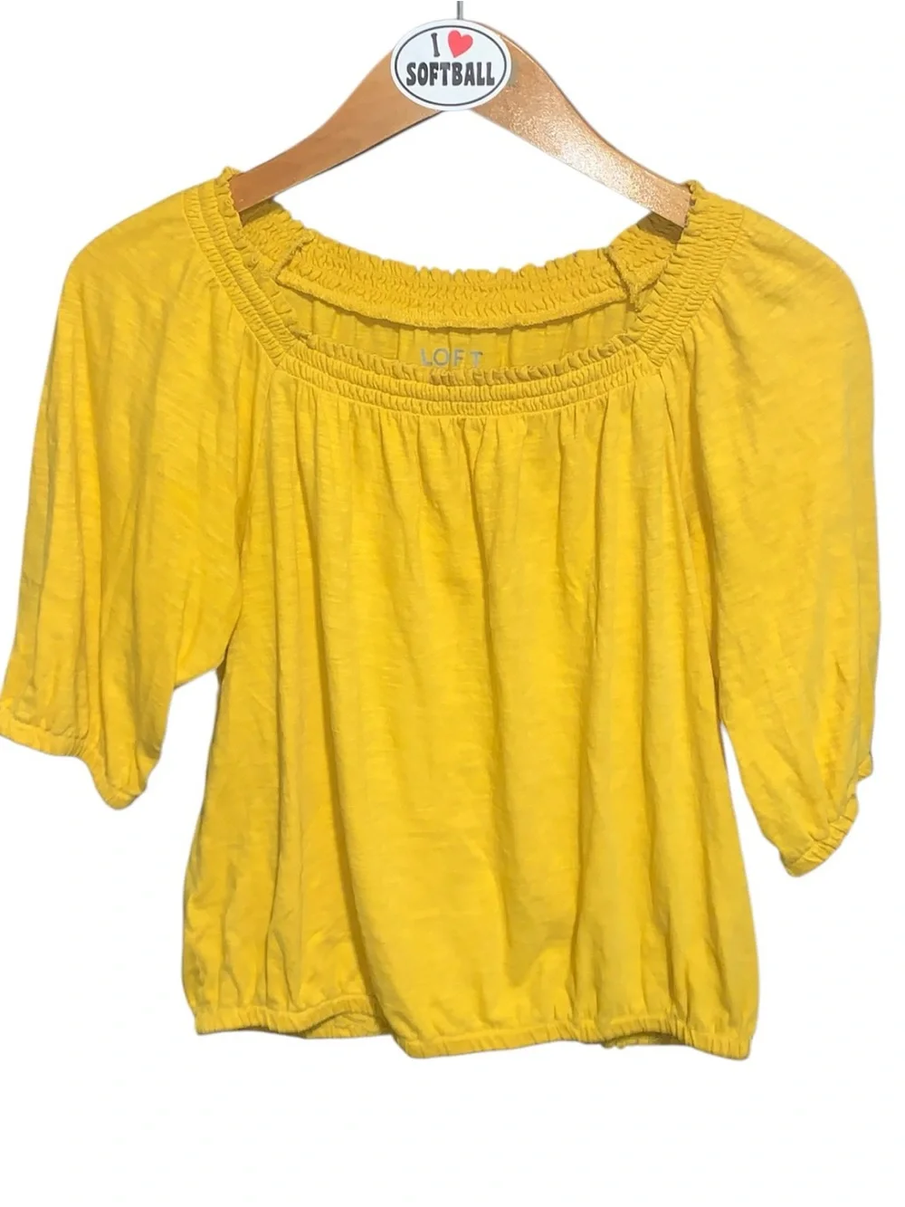 LOFT Yellow and Black Puff-Sleeve Peasant Blouses (Set of 2) Woman’s XS